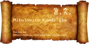 Mikolovits Kamélia névjegykártya